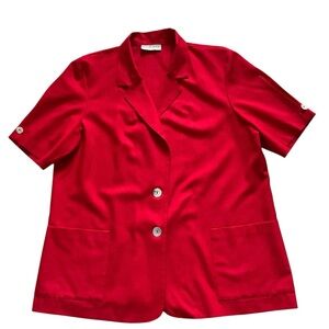Vintage 80s Willow ridge red linen short sleeve blazer jacket size 20
